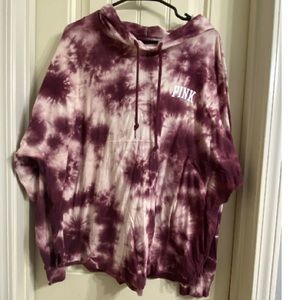 PINK hooded top maroon Tie-Dye